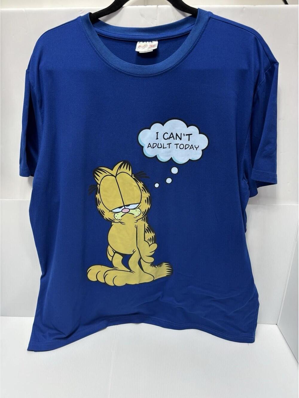 Garfield I Can't Adult Today T-Shirt Blue Women's Size L/G NWT